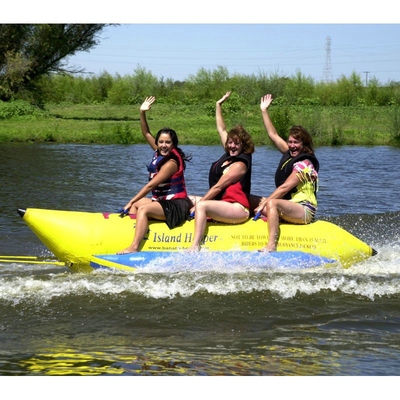 Tunggal Tube Inflatable Banana Boat Yellow Printed Fire Retardant PVC Materials
