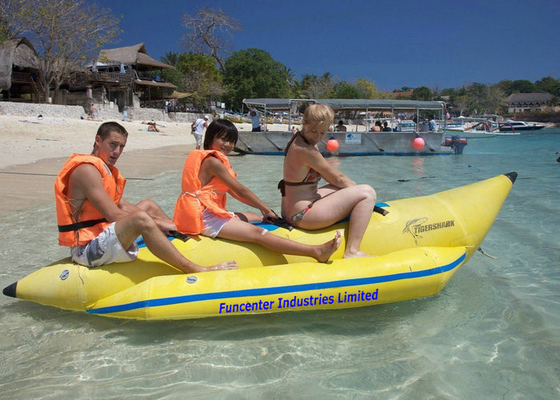 Tunggal Tube Inflatable Banana Boat Yellow Printed Fire Retardant PVC Materials