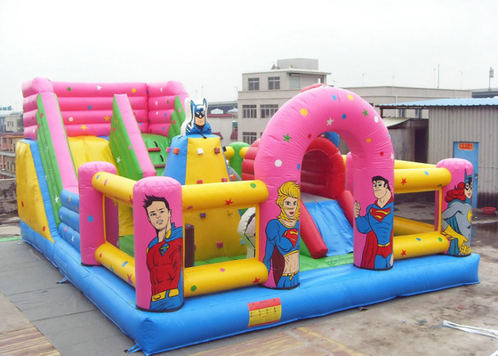 Tapak Terapung PVC Pink Inflatable Floating Playground, Inflatable Theme Park Fireproof