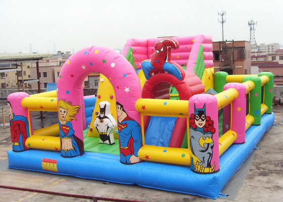Tapak Terapung PVC Pink Inflatable Floating Playground, Inflatable Theme Park Fireproof
