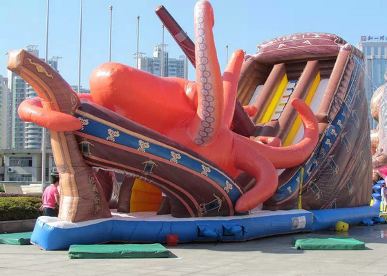 Taman Hiburan Inflatable Berbentuk Gurita Gurita Tangguh PVC Tahan Lama AK-012