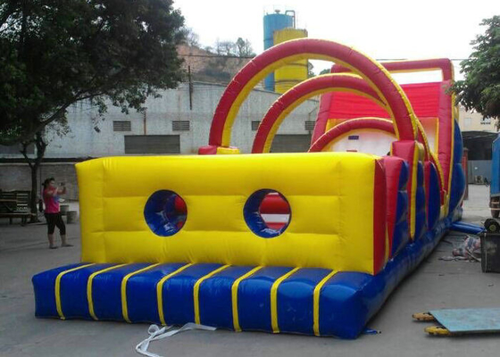 Custom Made Giant Inflatable Obstacle Course Tarp PVC Aman Untuk Anak-anak Berkepang