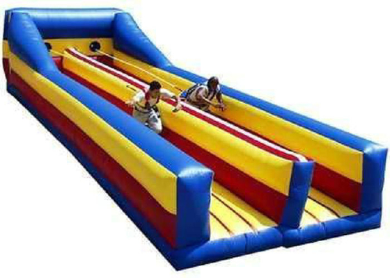 Two Lanes Inflatable Sports Toys Bungee Run Ketahanan Abrasi Untuk Anak-Anak Dan Orang Dewasa