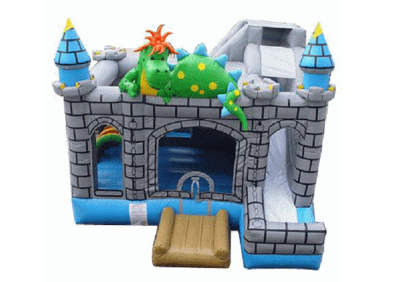 Desain Dinosaur Bouncy Jumping Castles 0.55mm Tebal PVC Long Lifetime