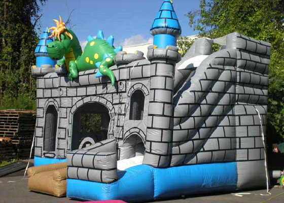 Desain Dinosaur Bouncy Jumping Castles 0.55mm Tebal PVC Long Lifetime