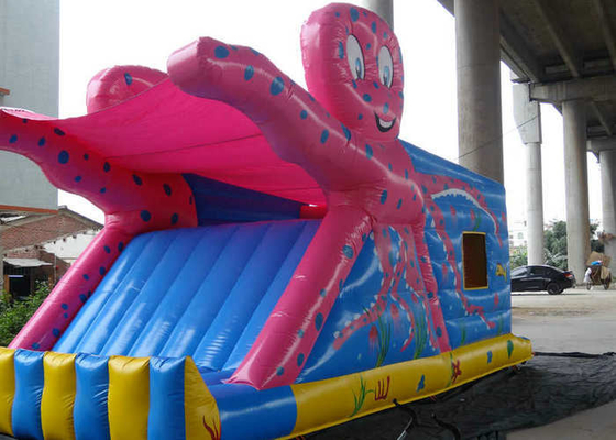 Pola Octopus Inflatable Bouncy Castle Colorful Printing Dengan Slide