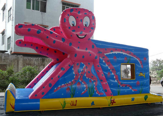 Pola Octopus Inflatable Bouncy Castle Colorful Printing Dengan Slide