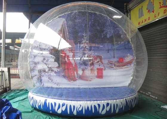 Round Shaped Inflatable Snow Globe Plato Tarpaulin Base Untuk Dekorasi Mantap