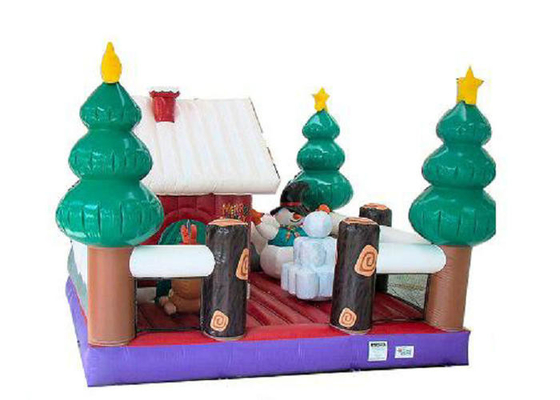 Panjang 4m PVC Inflatable Christmas House, Rumah Jump Inflatable Tear Tahan
