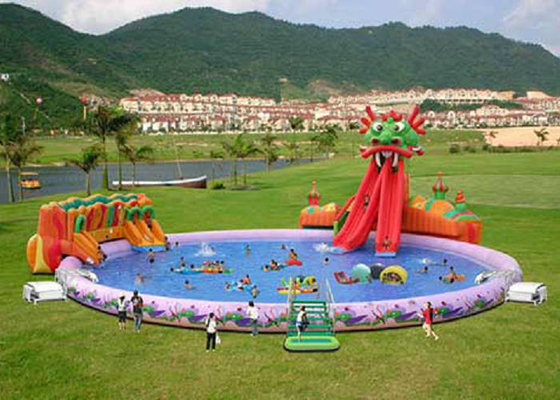 Logo Printing Inflatable Water Playground Puncture Resistant Non Stimulative Untuk Kulit