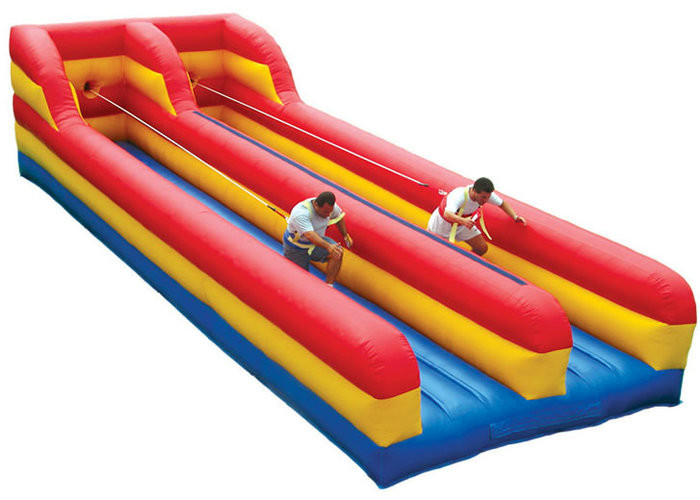 Two Lanes Inflatable Sports Toys Bungee Run Ketahanan Abrasi Untuk Anak-Anak Dan Orang Dewasa