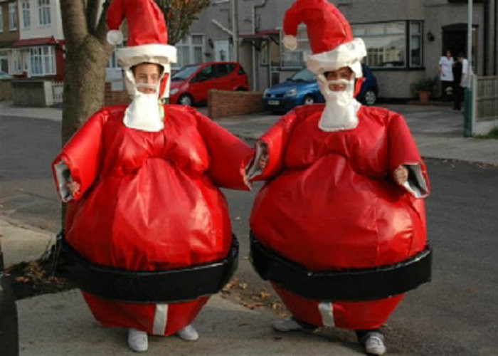 Natal Santa Sumo Setelan, Blow Up Sumo Cocok untuk Anak-Anak / Dewasa Xmas Play
