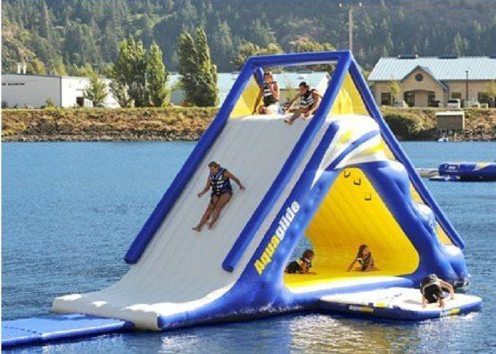 5.5m Diameter Besar Air Terapung, Blow Up Water Slide Fire Proof Vinyl Tarpaulin